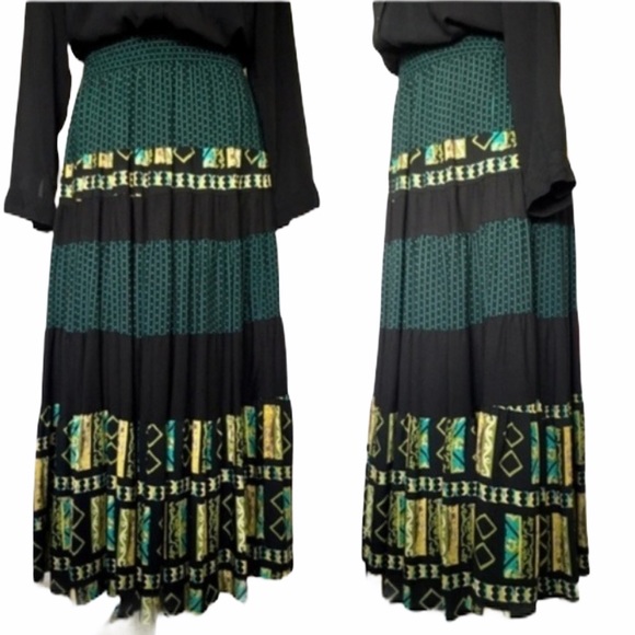 Vintage German US Maxi Skirt Green Size M - Picture 1 of 12
